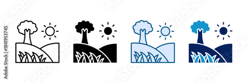 Grassland Conservation Icon Set Multiple Style Collection