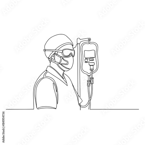 Healthcare worker administering home dialysis treatment to patient  