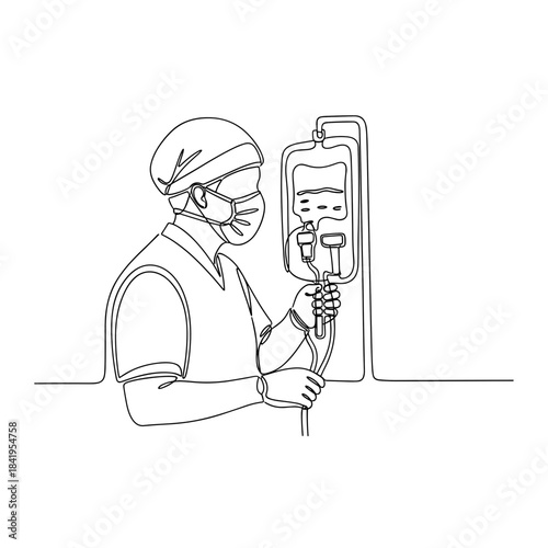 Healthcare professional managing intravenous therapy in hospital setting  