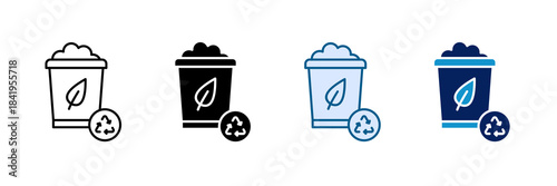 Composting Bin Icon Set Multiple Style Collection