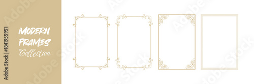 Modern whimsical borders set vector illustration decorative frames design collection for wedding invitations birthday cards lunch menus stylish