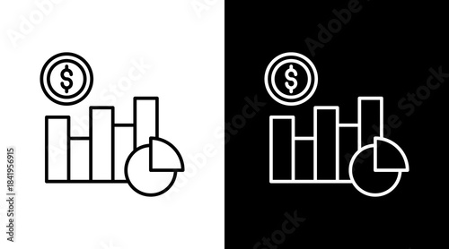 Break Even Chart Outline White Icon Set Design