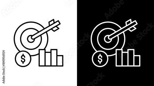 Sales Target Outline White Icon Set Design