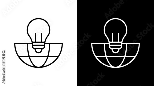 World Innovation Outline White Icon Set Design