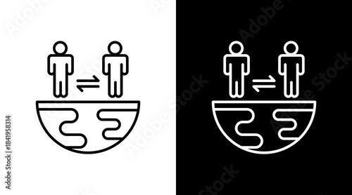 Cultural Exchange Outline White Icon Set Design