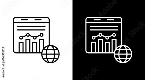 Global Data Outline White Icon Set Design