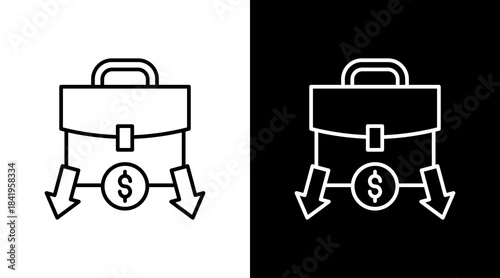 Borderless Business Outline White Icon Set Design