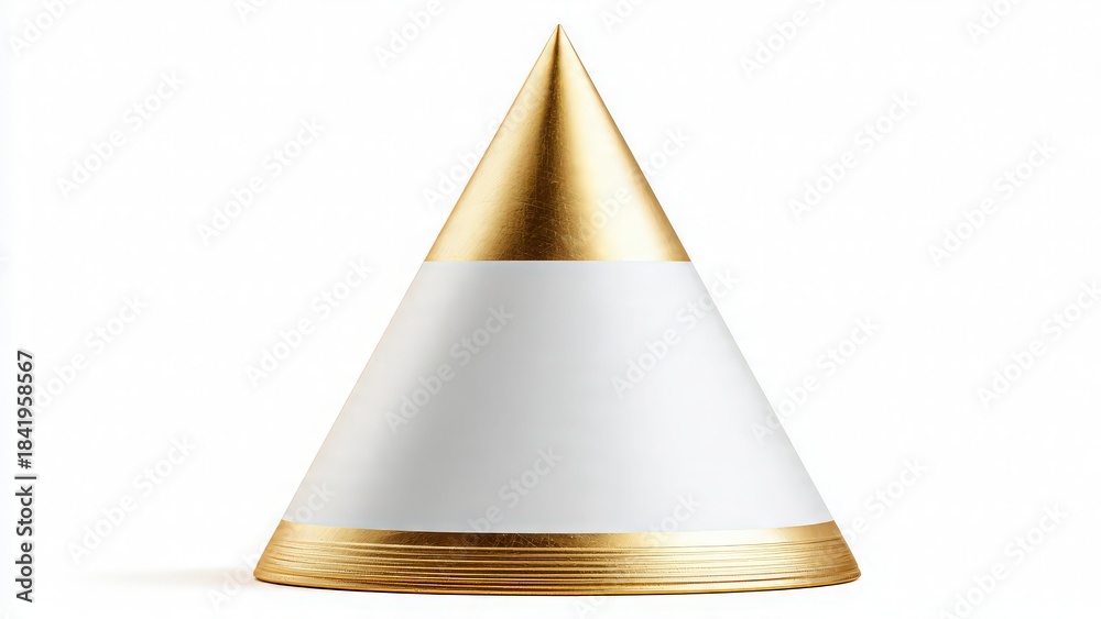 Fototapeta premium Elegant White and Gold Cone Shaped Decorative Object for Interiors