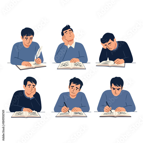 Man studying with pen and notebook