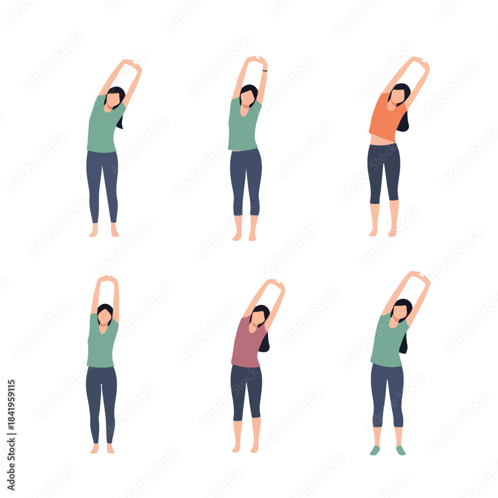 Fototapeta premium Woman stretching exercise poses with transparent background