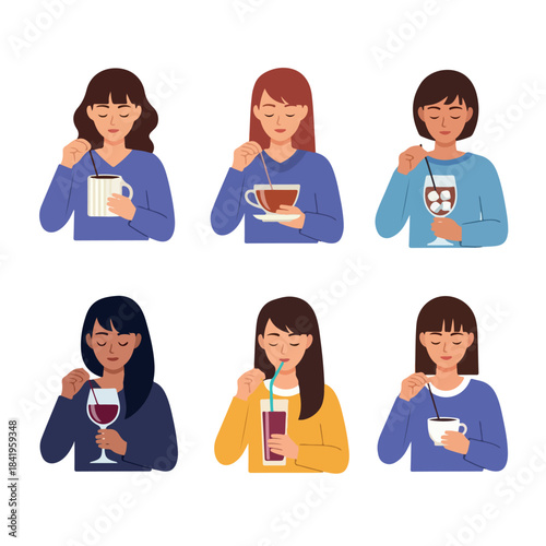 Women enjoying drinks in various styles