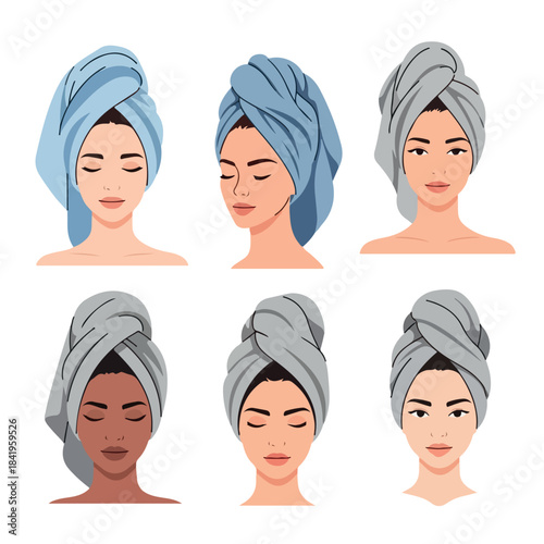 Women with head wraps in various skin tones
