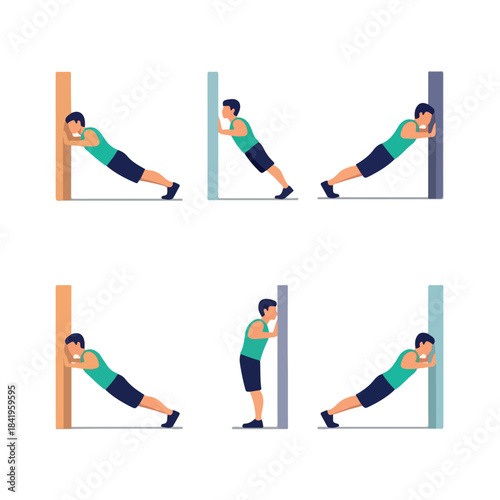 Man doing wall push-ups exercise fitness workout