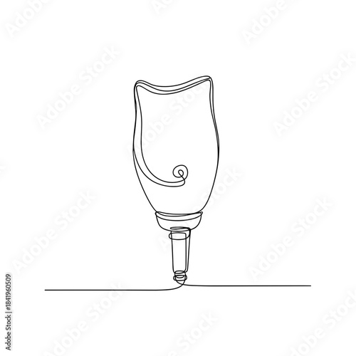 Line art of prosthetic leg with intricate design on the bottom  