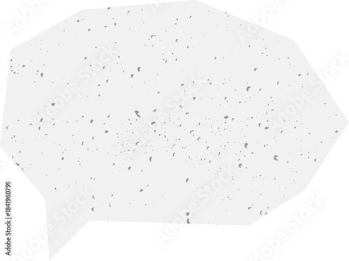Abstract concrete speech bubble with scabrous texture. polygonal form asymmetric frame for conversation or promotion media banner