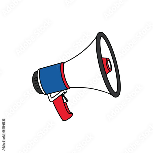 Colorful Megaphone Icon on White Communication, Announcement, Promotion