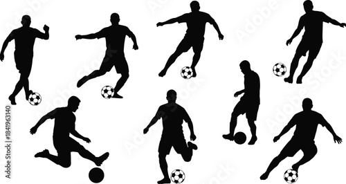 Special forces SWAT team or military soldiers silhouette vector set, tactical police officers with assault rifles, shields, and batons in various action poses.