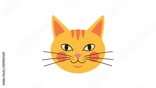Cute orange tabby cat face illustration with stripes and whiskers