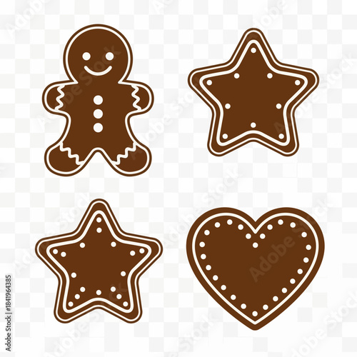 Delightful Collection of Christmas Gingerbread Cookies in Shapes of Stars Hearts and Gingerbread Man