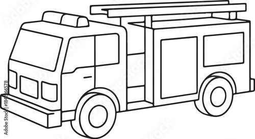 Fire Truck 3D Line-Art Illustration.eps