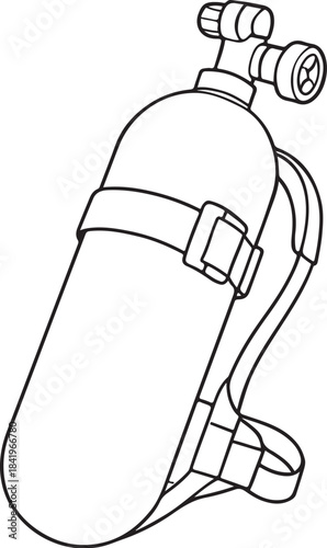 SCBA Air Tank 3D Line-Art Illustration.eps
