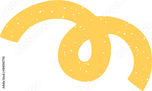 Abstract yellow wavy shape with distressed texture, a hand-drawn graphic element for modern design and creative projects