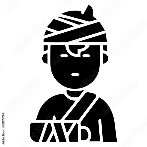 Injured person with bandages