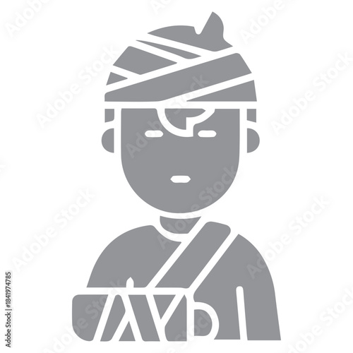 Injured person with bandage