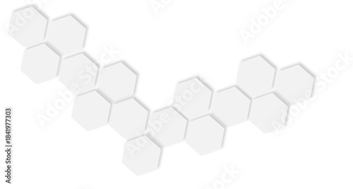 Geometric Gray Hex Tile Pattern Background For Design, Tech, And Digital Minimalist featuring interconnected white hexagon tiles with soft shadows. 