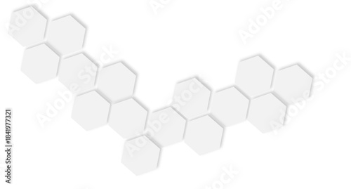 Geometric Gray Hex Tile Pattern Background For Design, Tech, And Digital Minimalist featuring interconnected white hexagon tiles with soft shadows. 