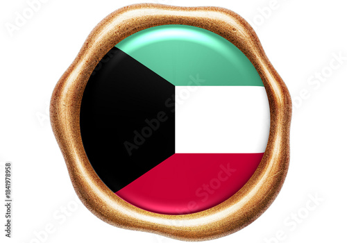 Konstfotografi Kuwait National Flag Within a Golden Seal Emblem
