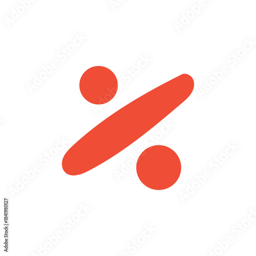 Modern Red Percentage Sign Icon for Finance, Business, Discounts, and Data Analytics