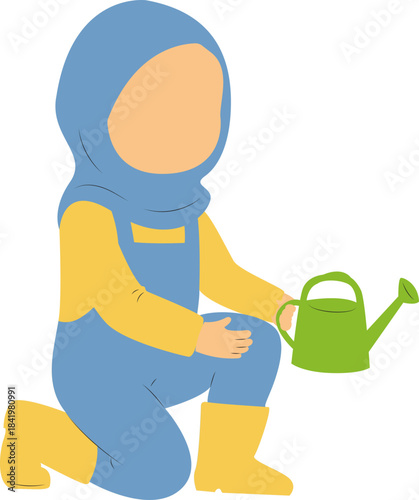 girl watering a plant