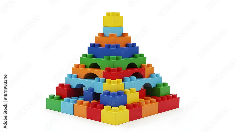custom made wallpaper toronto digitalColorful 3d plastic toy building blocks and construction bricks isolated on a white background for fun childhood play and creative house design concepts