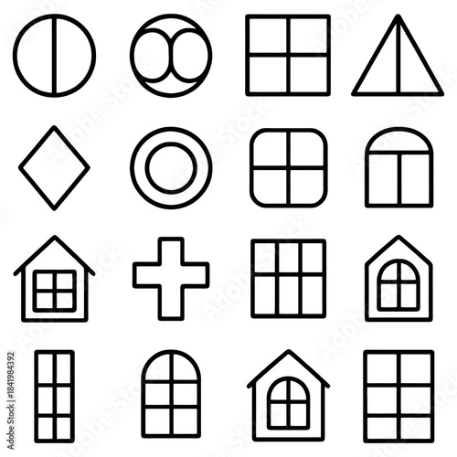 Geometric Shapes Illustration: A simple yet elegant illustration presents a collection of diverse geometric shapes, each meticulously outlined to emphasize their unique forms and characteristics.