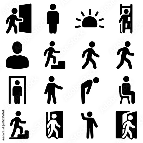 Human Pictograms: A compilation of simple yet evocative pictogram, portraying various human figures in diverse actions and situations, conveying actions and activity. 