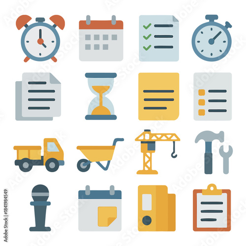 Essential Tool Icons: A curated collection of essential tool icons, perfect for representing a variety of construction and work-related concept. 