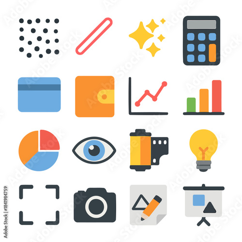 Collection of Illustrated Icons: A comprehensive compilation of colorful illustrated icons, covering an array of concepts in a clean and modern style, perfect for web, print, and design projects.