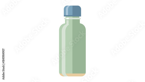 Illustration of a bottle with a blue cap filled with liquid.