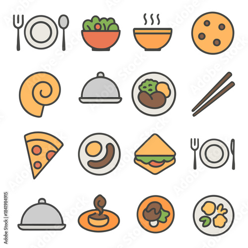 Food Icons: A delightful assortment of food icons, each one bursting with vibrant colors and tantalizing flavors, offers a visual feast for the culinary enthusiast.