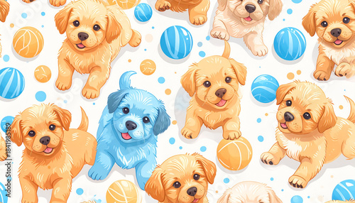 Cartoon Crayon Puppy & Ball Doodles for Pet Adoption Flyer