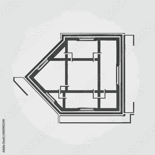 Architectural floor plan of a modern building layout with multiple rooms.