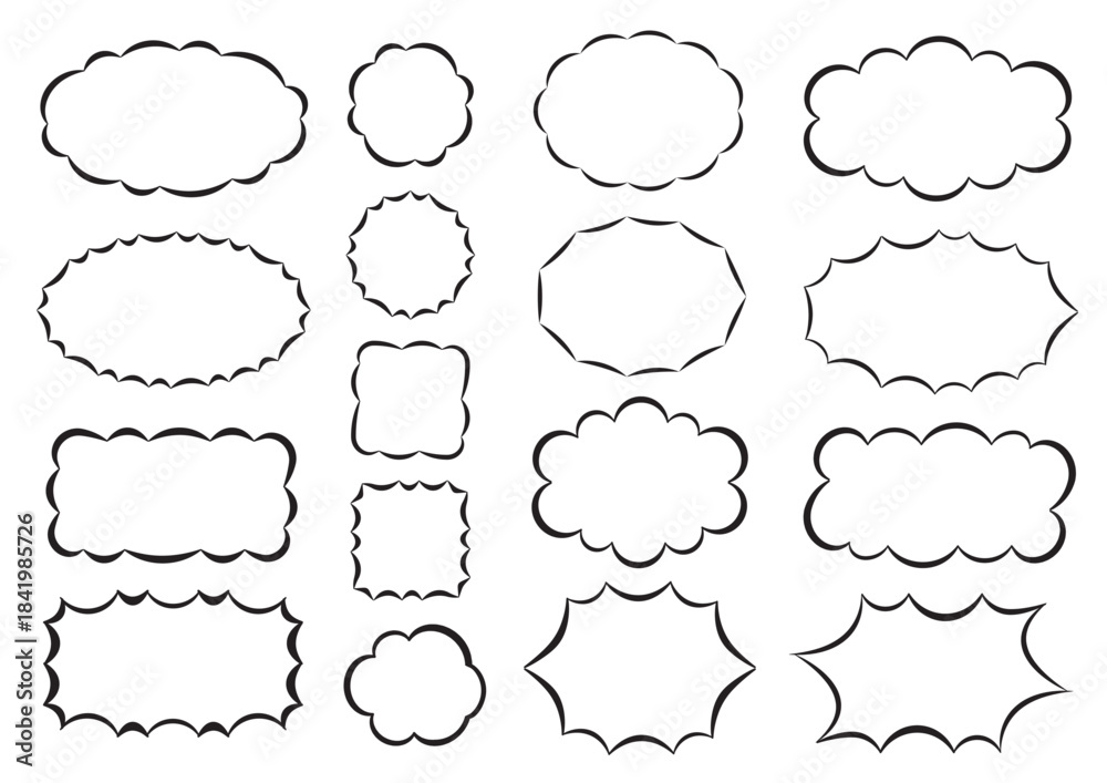 Fototapeta premium Hand-drawn Speech Bubble Frame Set (Monochrome Vector)