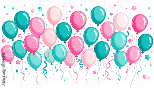 Playful Marker Balloon & Streamer Doodles for Celebration Poster