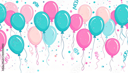Playful Marker Balloon & Streamer Doodles for Celebration Poster