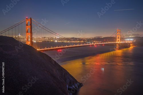 Golden Gate bridge and San Francisco at night