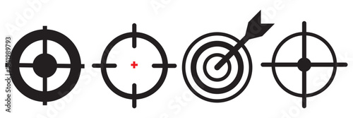 Aim icon for app and web design. Simple element illustration. Gun target icon web Vector collection in black strokes