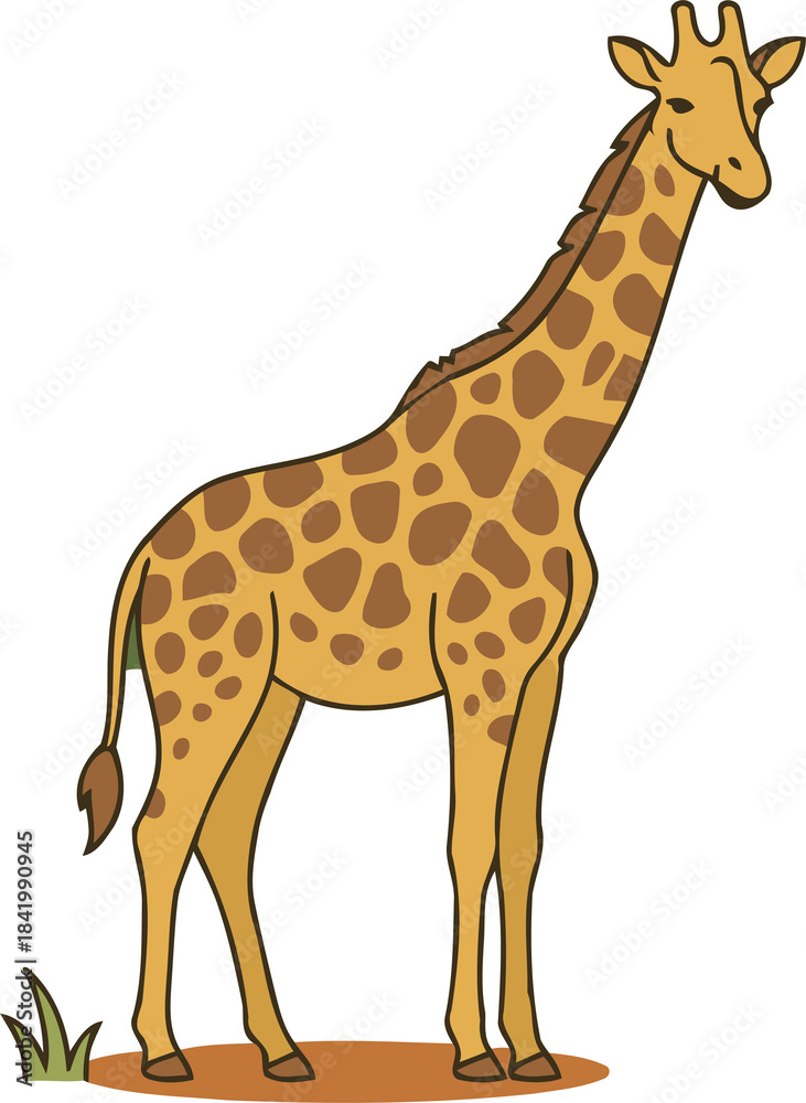 Naklejka premium Cute Giraffe - Animal Character Illustration Isolated on Transparent Background