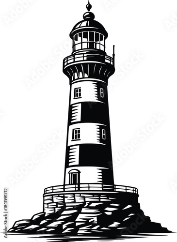 lighthouse vector hand drawn illustration