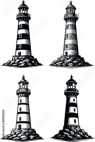 hand drawn lighthouse vector illustration